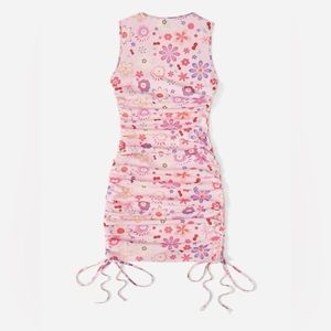 Floral Print Drawstring Bodycon dress